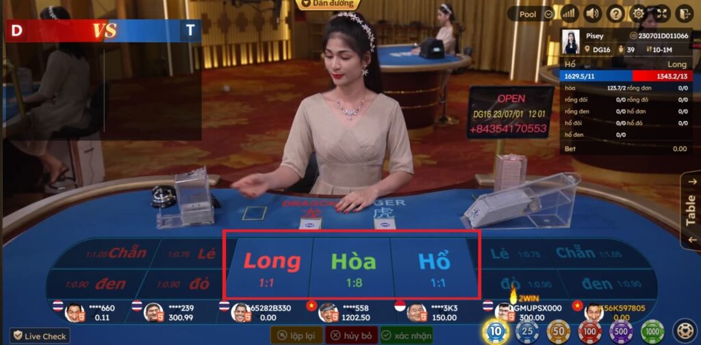 Rồng hổ có 3 cửa cược chính: Rồng - Hòa - Hổ Rồng hổ có 3 cửa cược chính